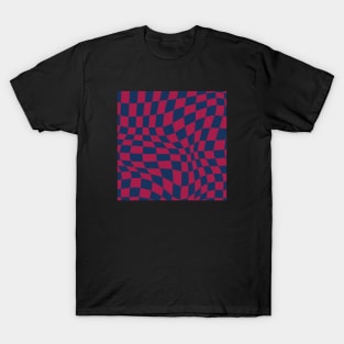 Barca Distorted Checkered Pattern T-Shirt